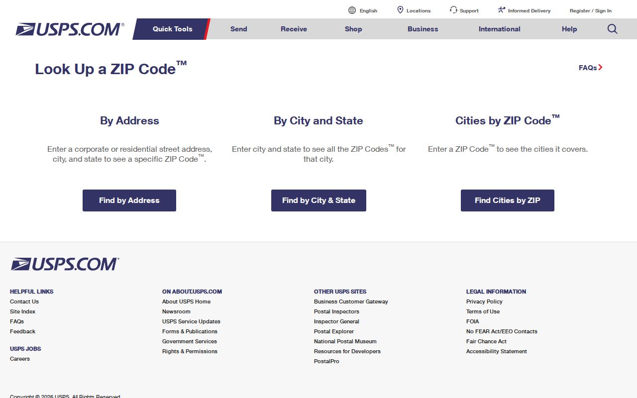 USPS ZIP Code Lookup modes for Eagle Mountain address verification